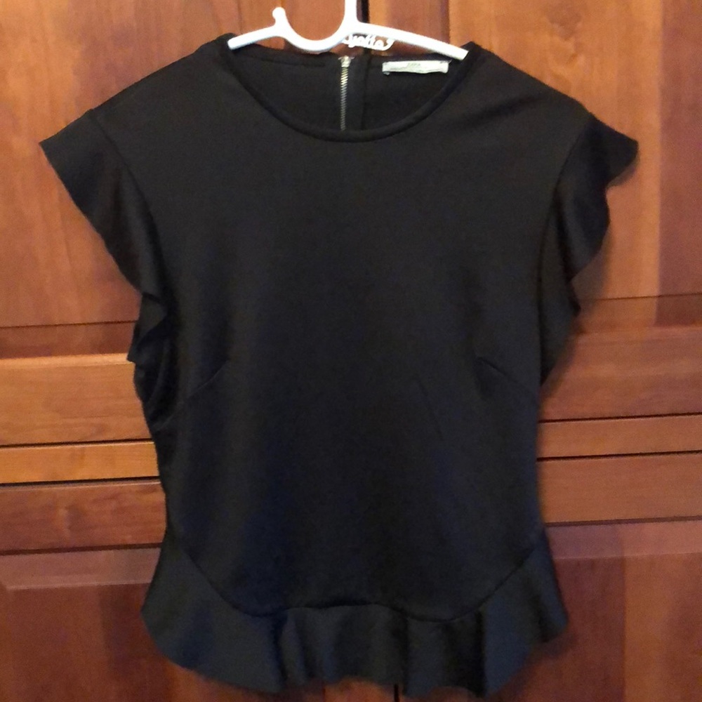 Zara top with back zipper and ruffle details